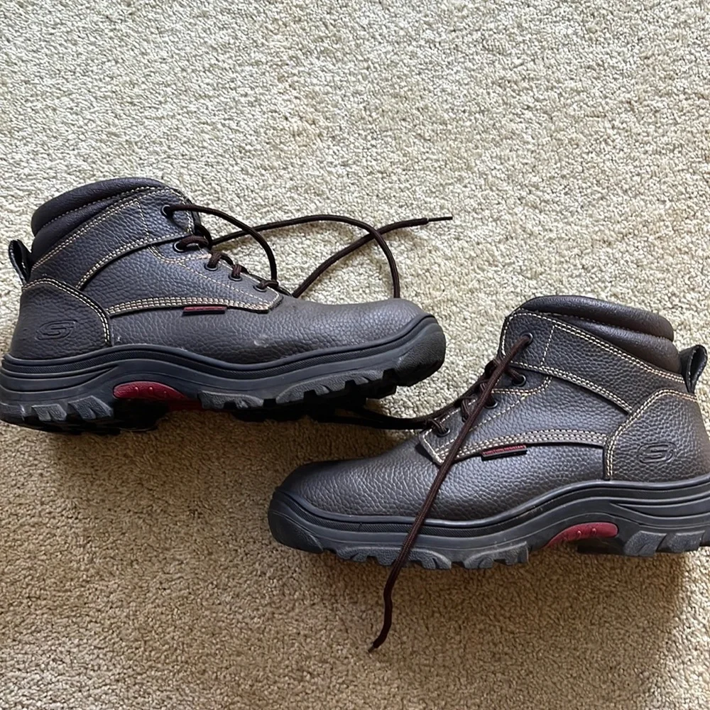 Like New Sketchers 11 Work Boots Brown Steel Toe - Picture 1 of 8